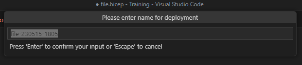VSCode Deployment name